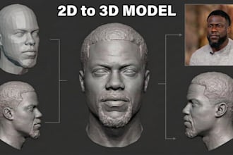 sculpt realistic 3d head, bust or full body, characters for 3d printing stl