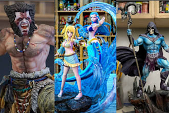 resin 3d print and paint custom 3d anime figure, statues, miniature stl files