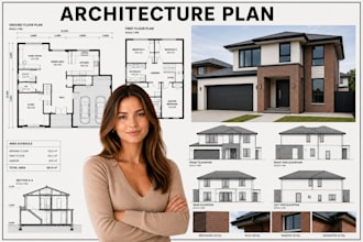 architect draftsman of city permit drawing for floor plan autocad blueprints