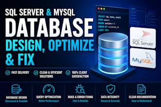 design, optimize and fix sql server or mysql databases