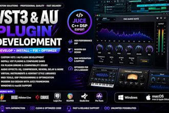 custom vst3 au audio plugin with juce c dsp, install, fix, and optimize daws