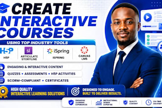 create interactive courses in h5p, articulate storyline, ispring, canvas lms