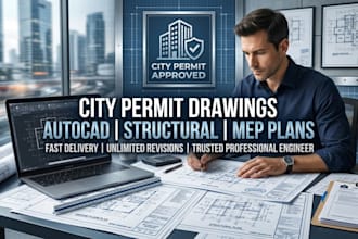 draw city permit drawings building permit plans autocad structural drafting mep