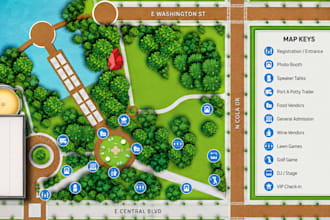design custom event map, festival map, venue map and vector map illustration