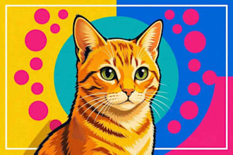 draw your cat dog or your pet into vector pop art portrait