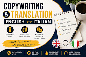 write engaging copy and translate english to italian