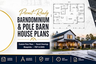 create permit ready barndominium, barn house and shop house plans