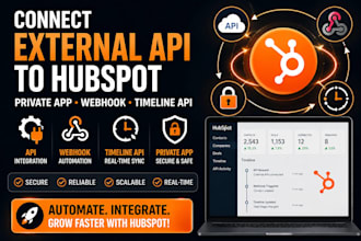 connect external API to hubspot private app, hubspot webhook, and  timeline API