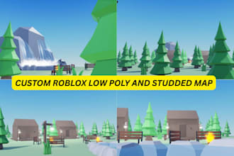 create custom roblox low poly, studded map, environments and stylized worlds