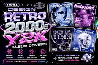 design retro 2000s y2k album covers