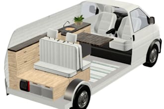 do 3d motorhome design, 3d camper van,rv, caravan, trailer, 3d food truck design