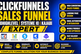 build gohighlevel website, clickfunnels salesfunnel, systeme io website