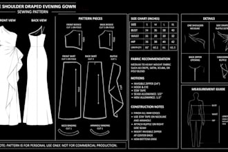 create custom PDF sewing patterns for womens dresses with size grading