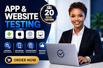 provide 20 app testers 12 testers, mobile app test QA testing, website testing,