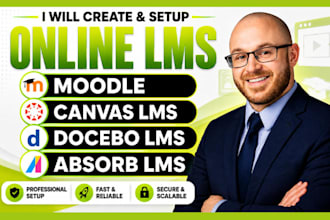 upload and create course content on moodle, canvas lms,docebo lms and absorb lms