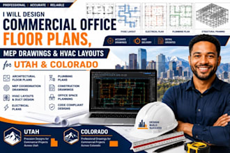 design commercial office floor plan mep drawings hvac layouts in utah colorado
