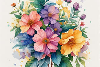 design botanical illustrations of flower plants and line art