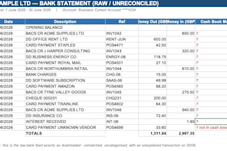do bookkeeping and bank reconciliations for you on excel or sage