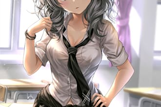 anime character an illustration and anime character