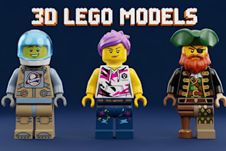 create custom 3d lego model, lego minifigure, moc and lego character