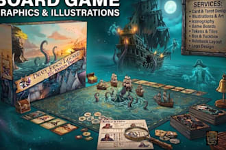 design tarot table top game map board game trading card deck game box cover art