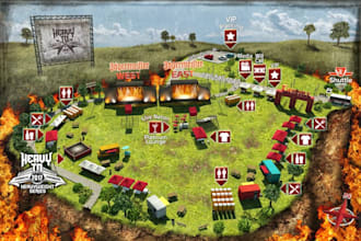 design 3d isometric festival map and event map illustration
