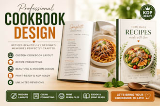 do cookbook writer, recipe book, and cookbook layout design and formatting