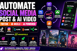 automate social media post tiktok ai video ig reels kling, claude higgsfield n8n
