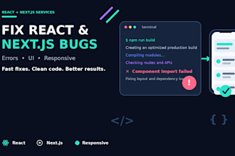 fix react and next js bugs, errors, and responsive issues