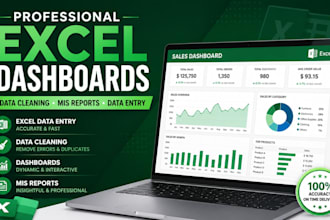 create professional excel dashboards, mis reports, data cleaning and data entry