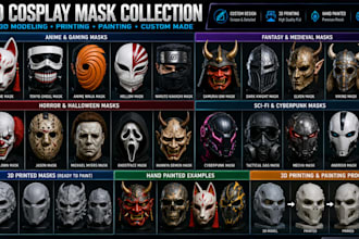 design custom 3d cosplay mask 3d helmet cosplay prop stl model mask printing