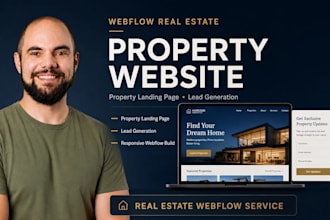 design webflow real estate website, property landing page, and lead generation