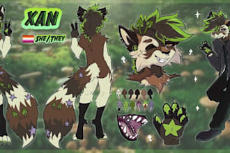 draw cute furry kemono reference sheet furry fursona ref sheet anthro ref sheet