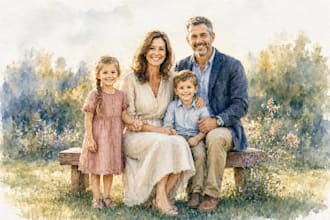 make watercolor family portrait
