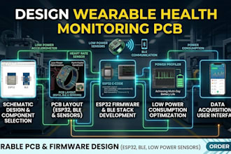 design wearable health monitoring pcb with esp32, ble, lowpower sensors firmware