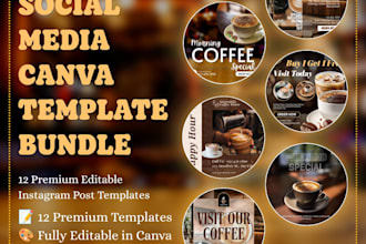 design editable coffee shop social media canva templates
