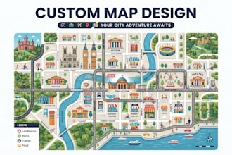draw detailed vector tourist maps and travel guide city maps