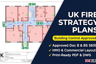 draft UK building regulations fire strategy and fire safety cad plans