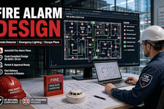 design fire alarm system, smoke detector, emergency lighting plans, escape plans