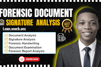 analyze forensic document, real or forged signature, handwriting analysis report