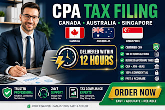 provide CPA tax filing for canada, australia and singapore within 12 hours