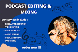 professionally produce and edit your podcast, cleanup, and mastering in 24 hours