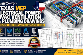 design texas mep electrical power hvac ventilation and plumbing drawings