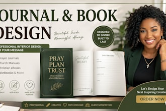 do interior book design for prayer journal, daily planner, kdp fitness journal