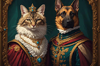 do custom pet portrait, dog portrait, cat portrait illustration