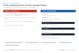 write clear technical documentation, readmes, sops, and API guides