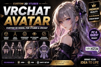 create custom vrchat avatar, vrc avatar, furry avatar and 3d model