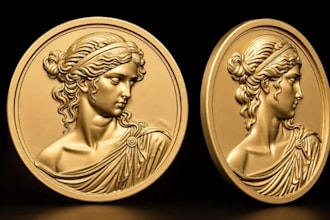 design custom 3d coin, challenge coin, medal, bas relief cnc stl for printing