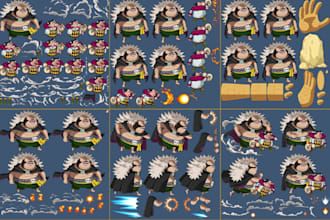 create custom pixel art character sprite sheet, pixel animation for indie games