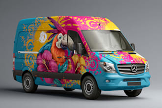 illustrate car wrap, truck wrap, van wrap design